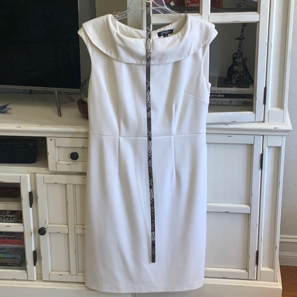 Size 10, Eden Court cream/white lined dress